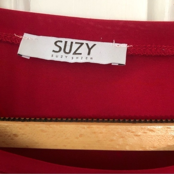 Boho Red Flowy  Pullover Draped Top Large - Picture 6 of 8